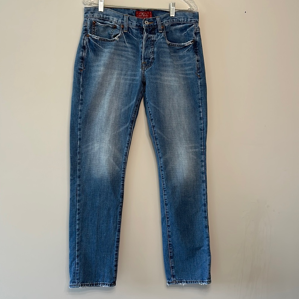 Lucky distressed denim jeans. Excellent used condition. Men's Size 31” X 32"
